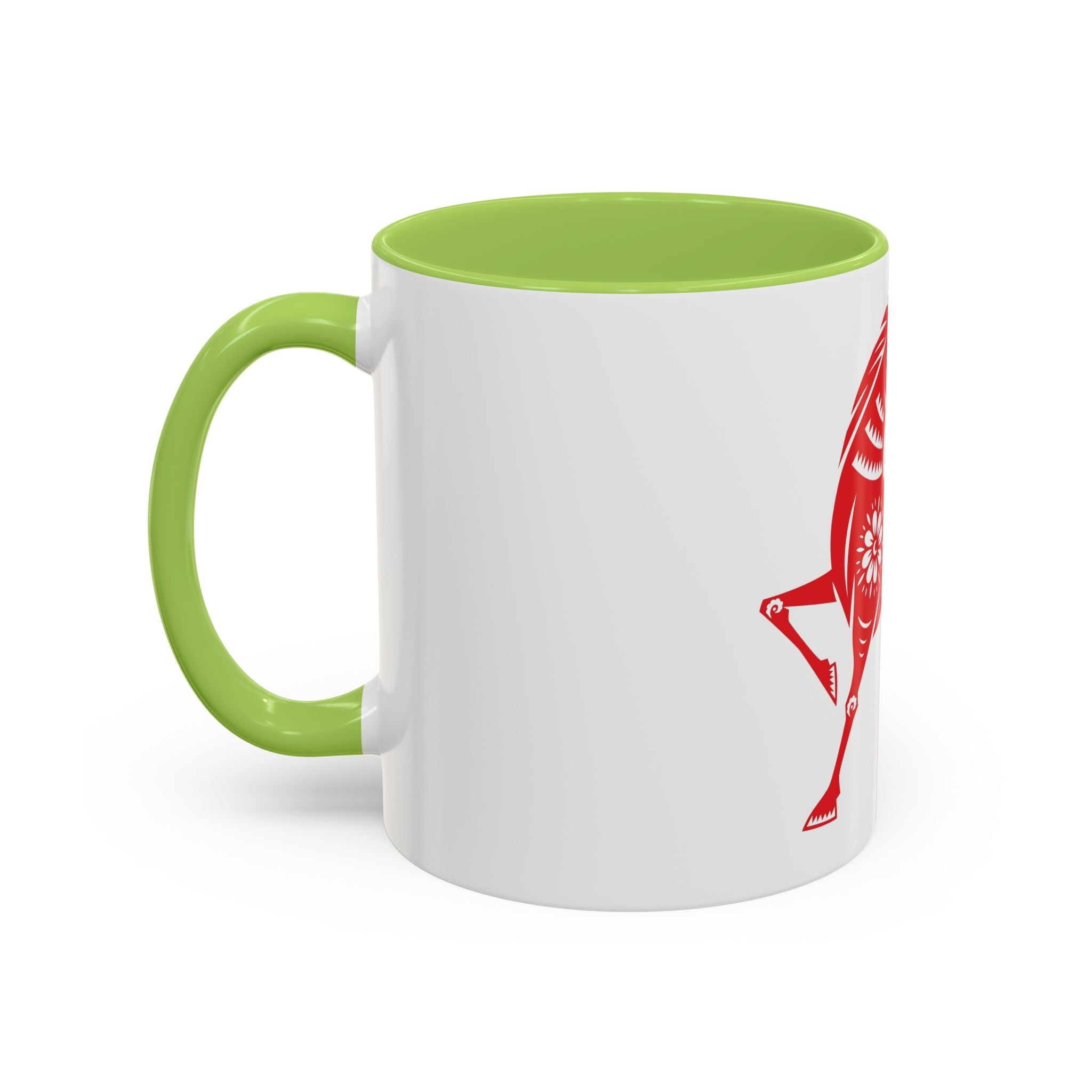 Chinese Paper-Cut Horse Accent Coffee Mug — Red Lunar New Year Design (11/15oz)