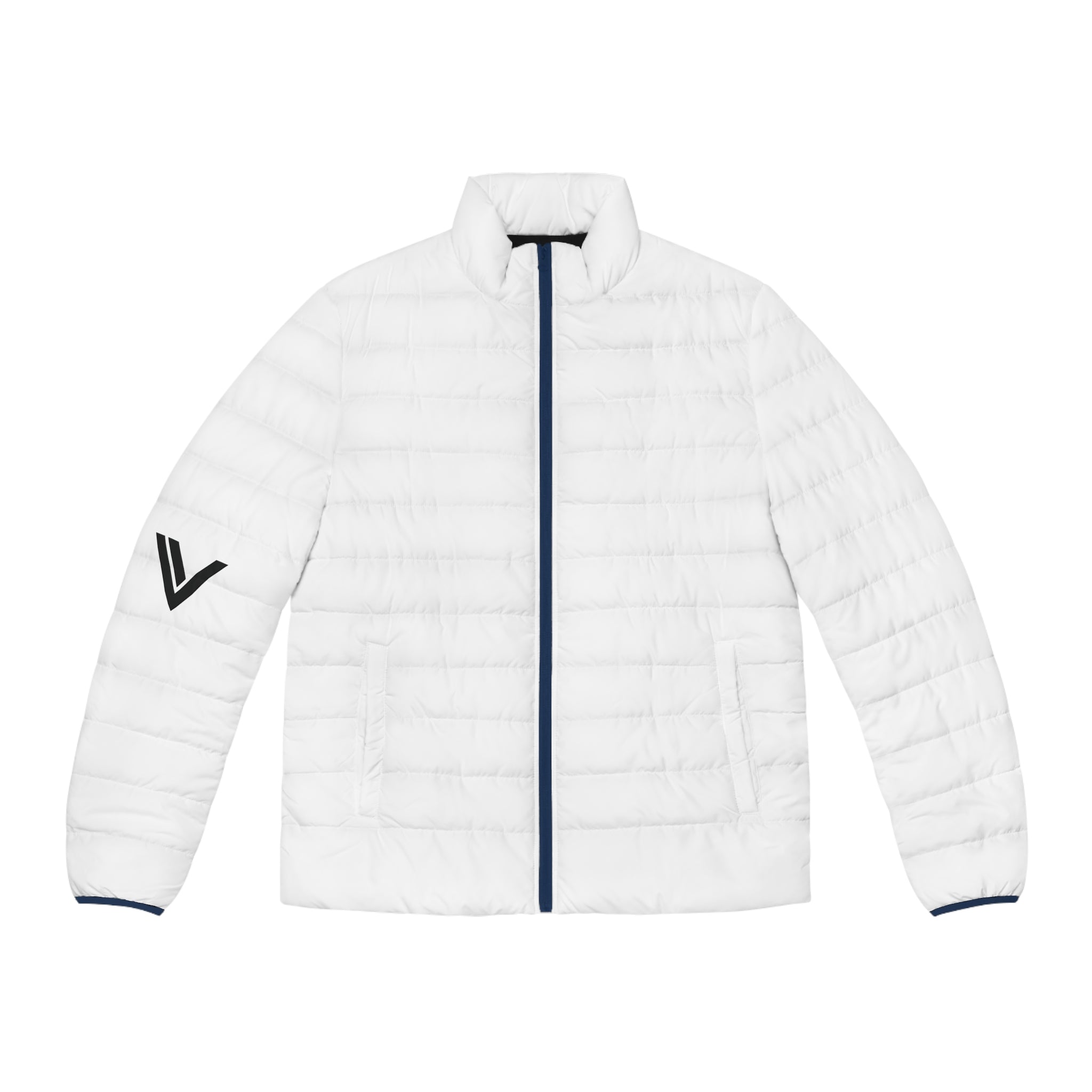 White Men's Puffer Jacket — Lightweight Quilted Winter Coat
