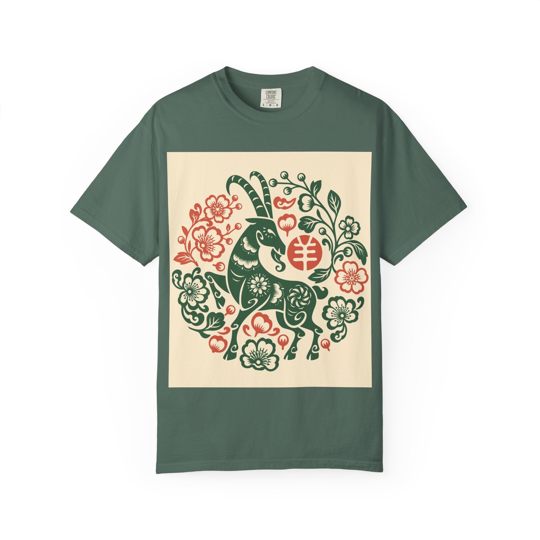 T-Shirt — Floral Zodiac Rabbit Print (Chinese Year of the Rabbit, Botanical Folk Art)