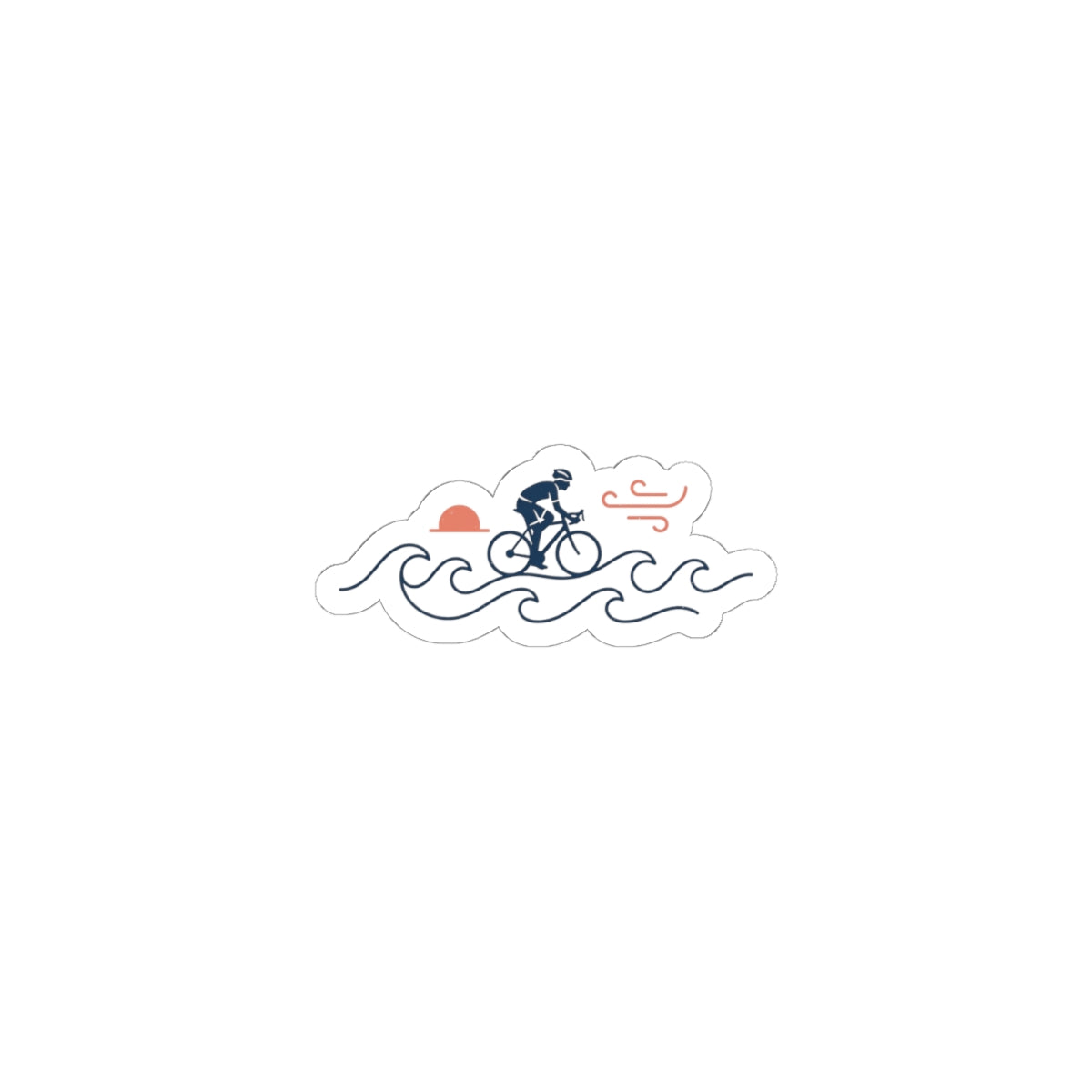 Coastal Cyclist Wave Sticker | Cycling Tour de France Vibes, Kiss-Cut