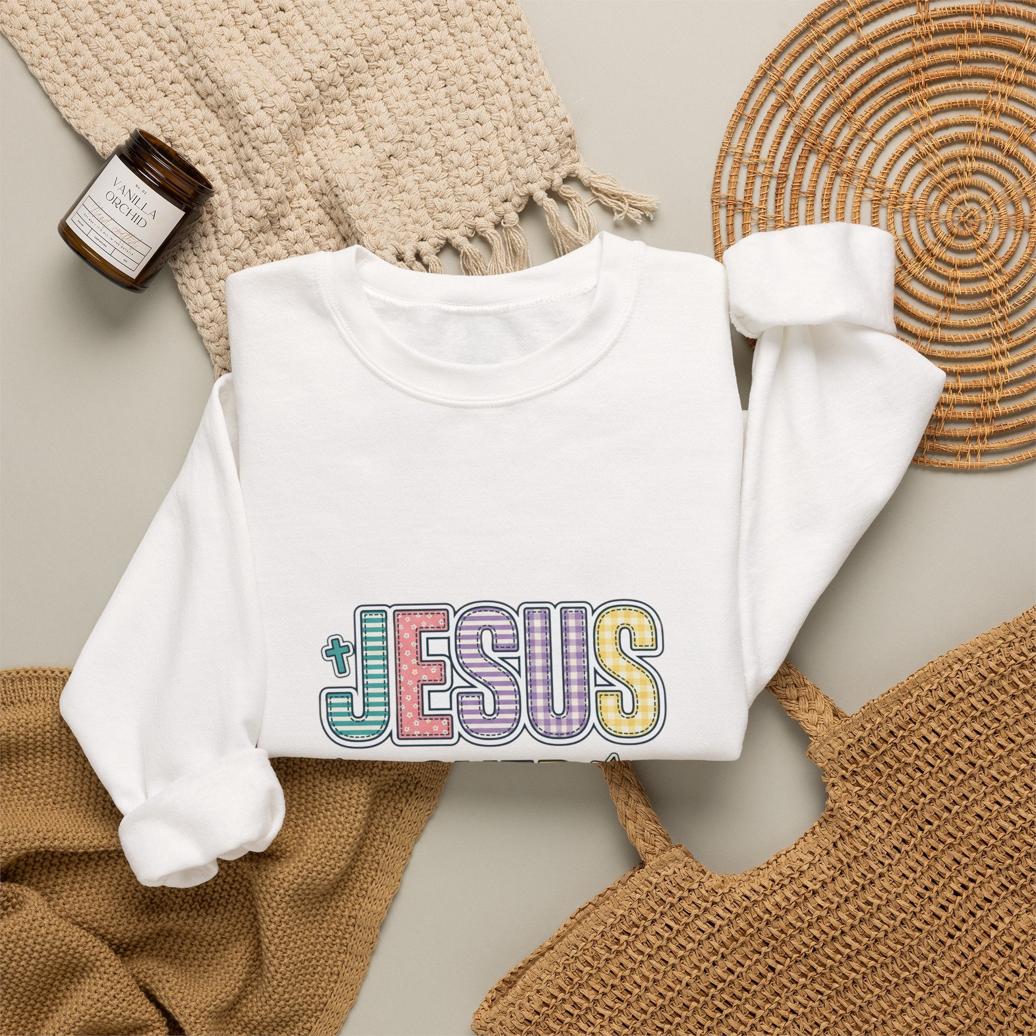 Jesus Over Everything Sweatshirt | Christian, Rainbow Scripture Graphic