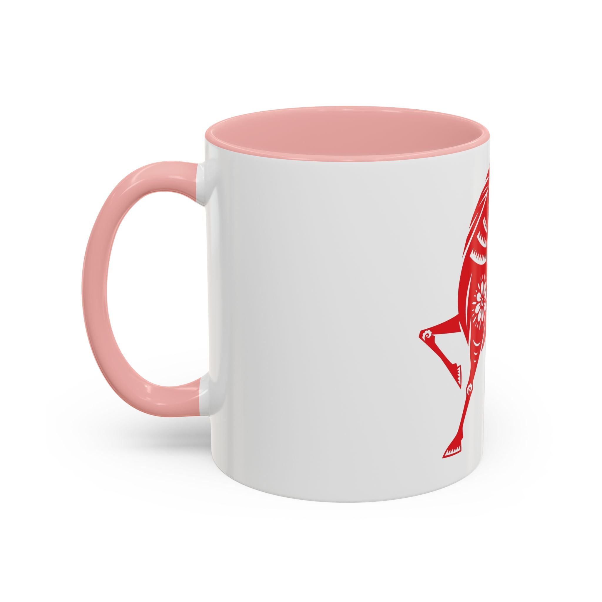 Chinese Paper-Cut Horse Accent Coffee Mug — Red Lunar New Year Design (11/15oz)