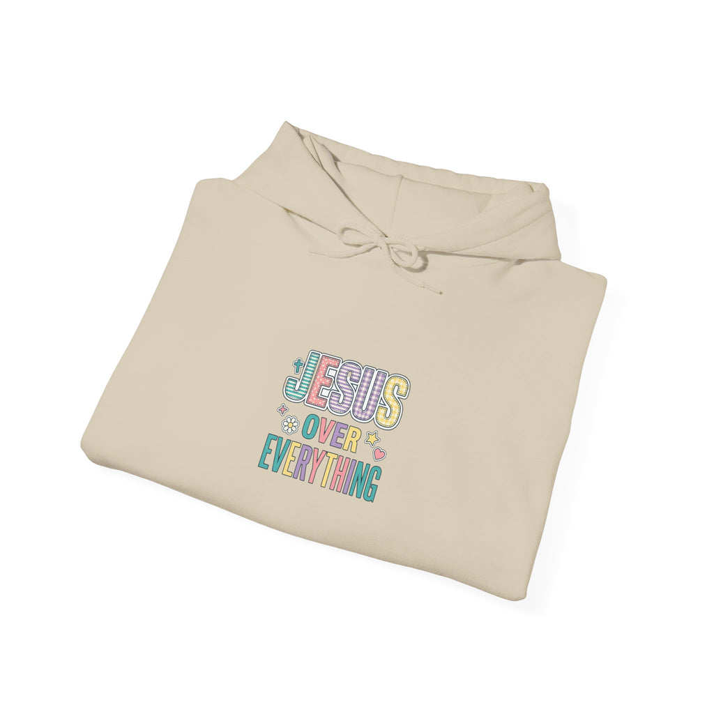 Jesus Over Everything Hoodie | Rainbow Mixed-Font Christian Faith
