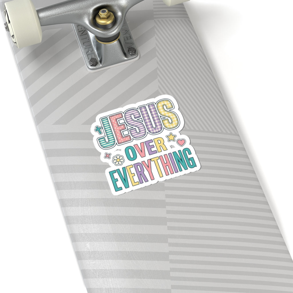 Jesus Over Everything Sticker | Christian Rainbow Faith Sticker