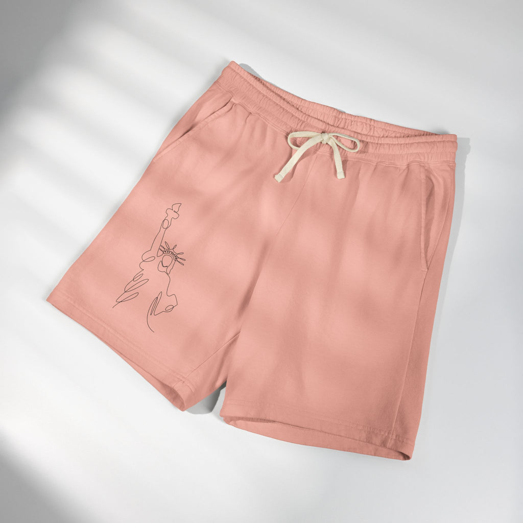Lightweight Fleece Sweat Shorts — Minimal Statue of Liberty Line Art