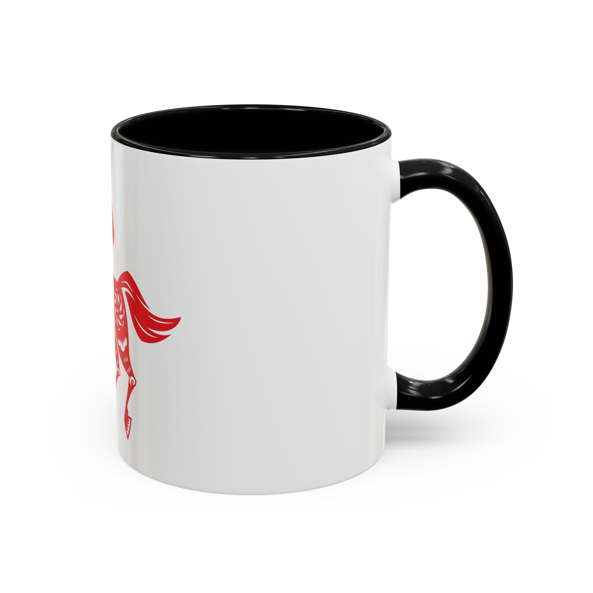 Chinese Paper-Cut Horse Accent Coffee Mug — Red Lunar New Year Design (11/15oz)