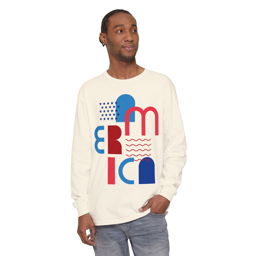 America Abstract Graphic Long Sleeve Tee