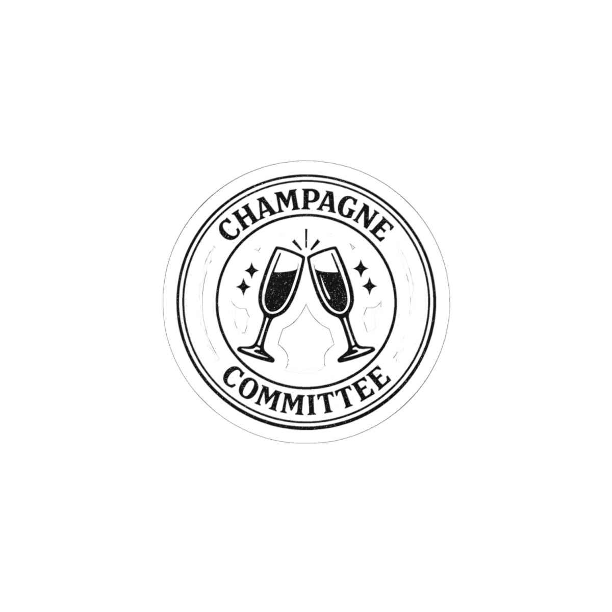 Champagne Committee Sticker | Engaged Bride Era, Slogan-Core Kiss-Cut