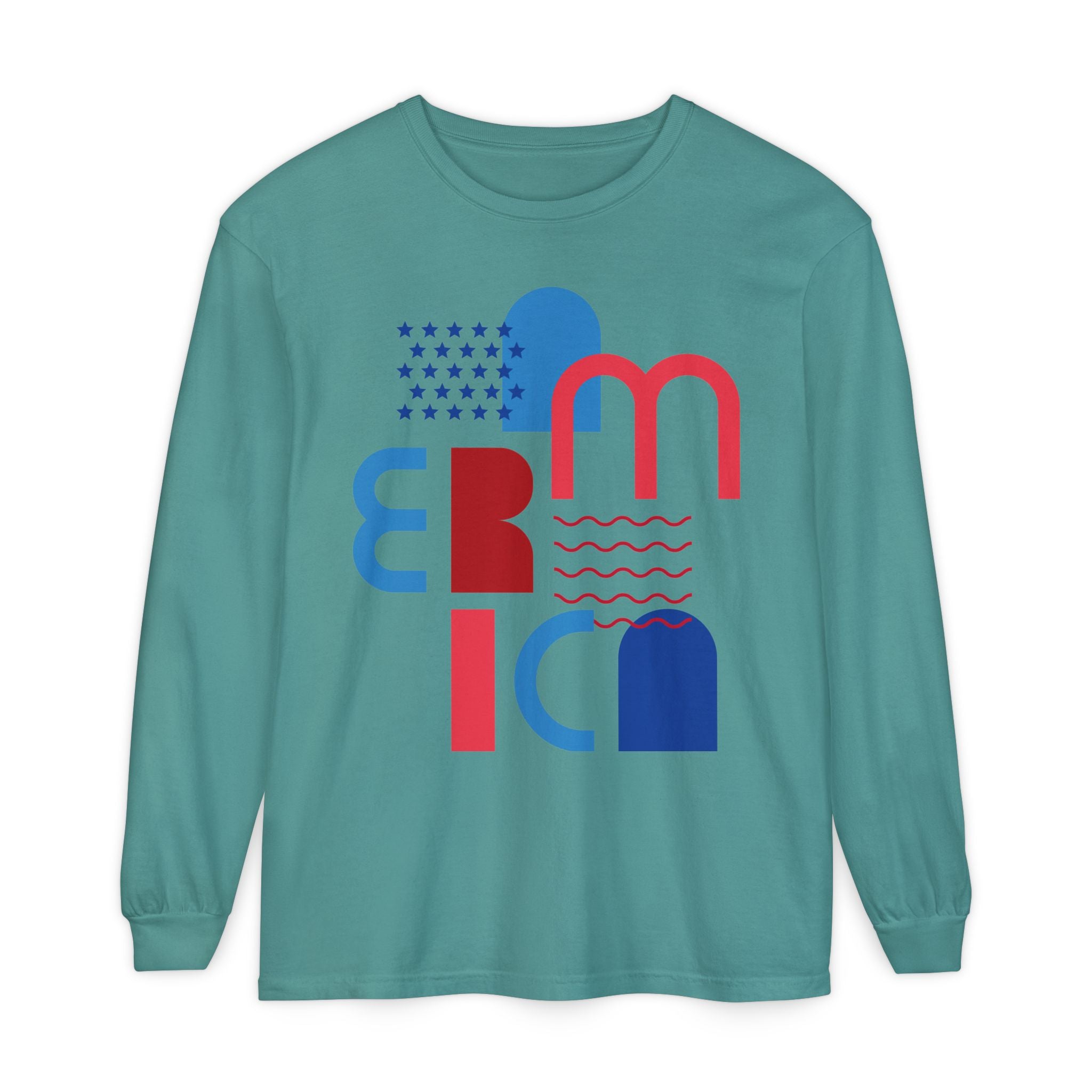 America Abstract Graphic Long Sleeve Tee