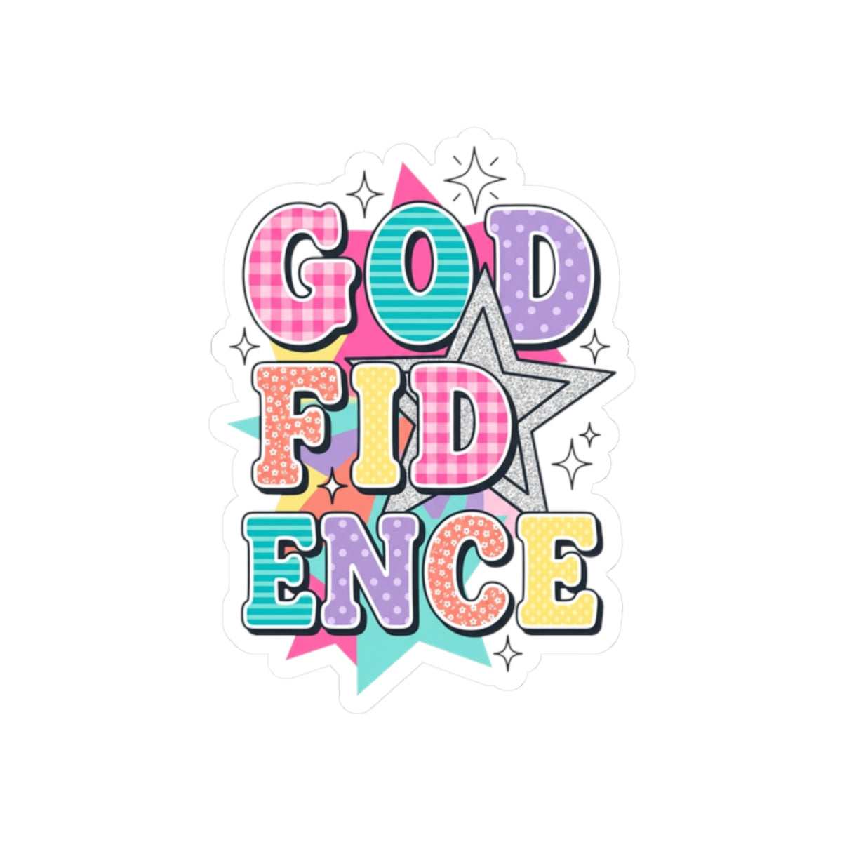God Confidence Sticker | Christian rainbow scripture, playful faith decal