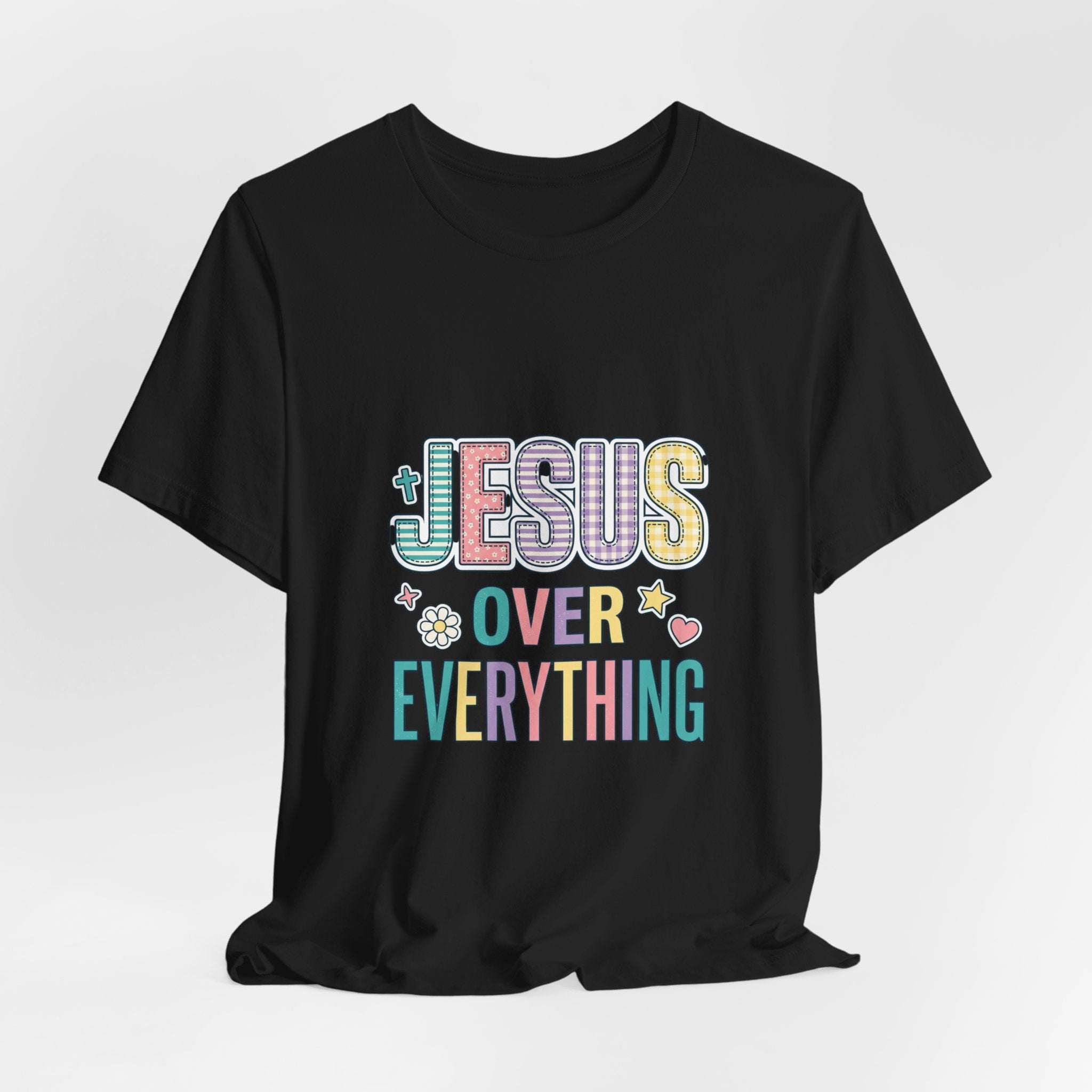 Jesus Over Everything T-Shirt | Christian Rainbow Scripture Tee