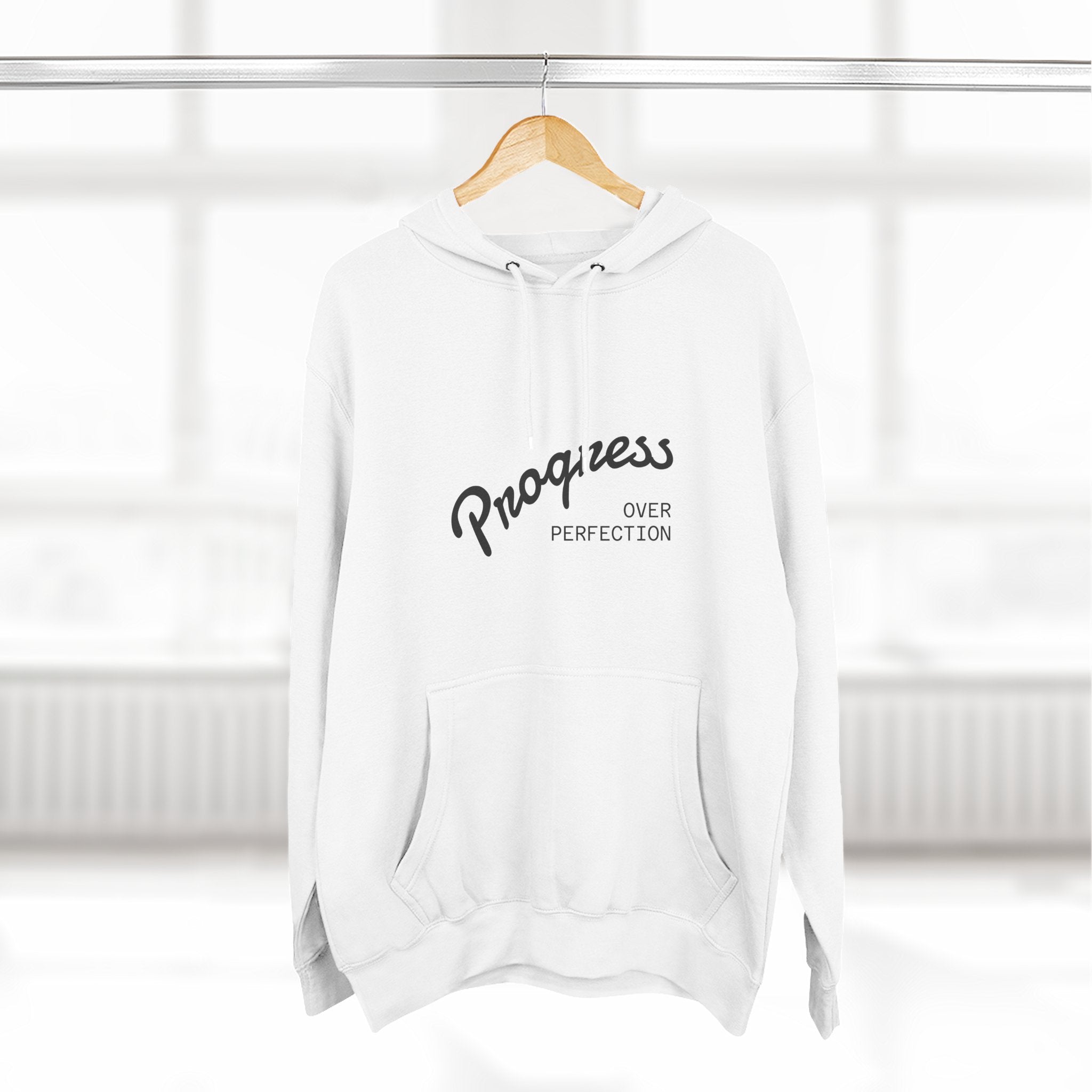 Progress Over Perfection Hoodie — Minimal Motivational Pullover
