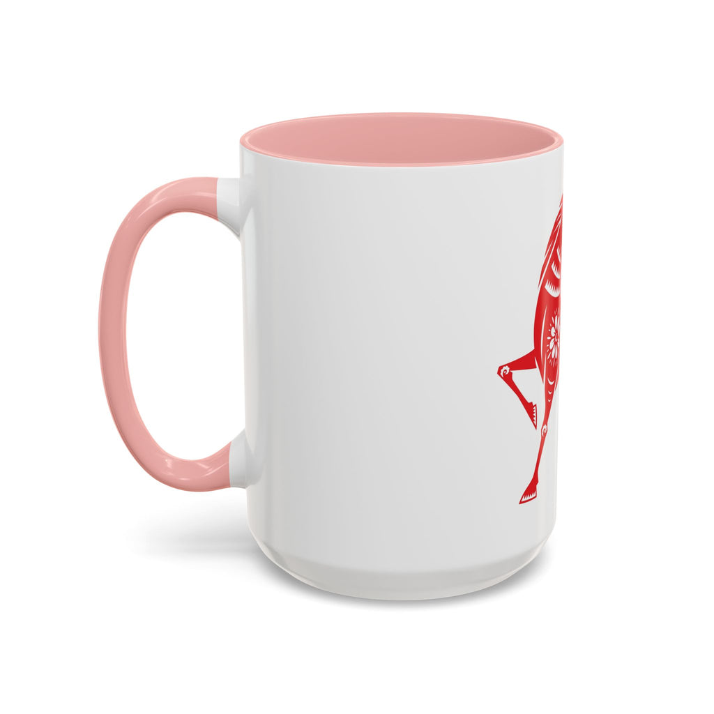 Chinese Paper-Cut Horse Accent Coffee Mug — Red Lunar New Year Design (11/15oz)