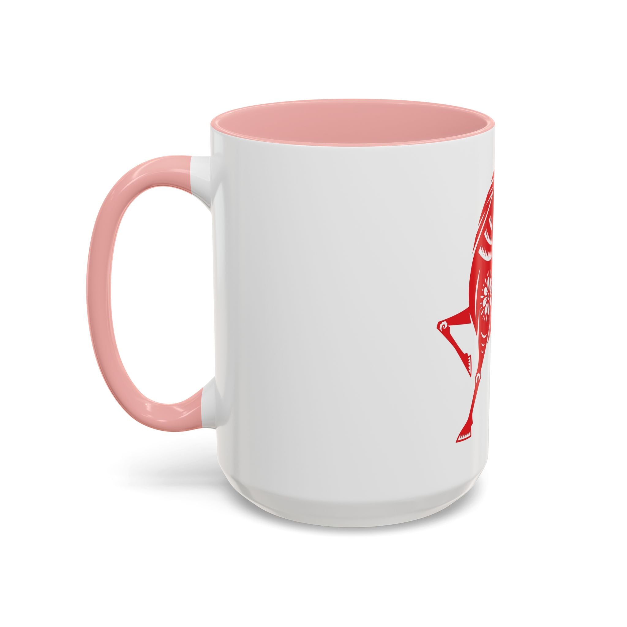 Chinese Paper-Cut Horse Accent Coffee Mug — Red Lunar New Year Design (11/15oz)