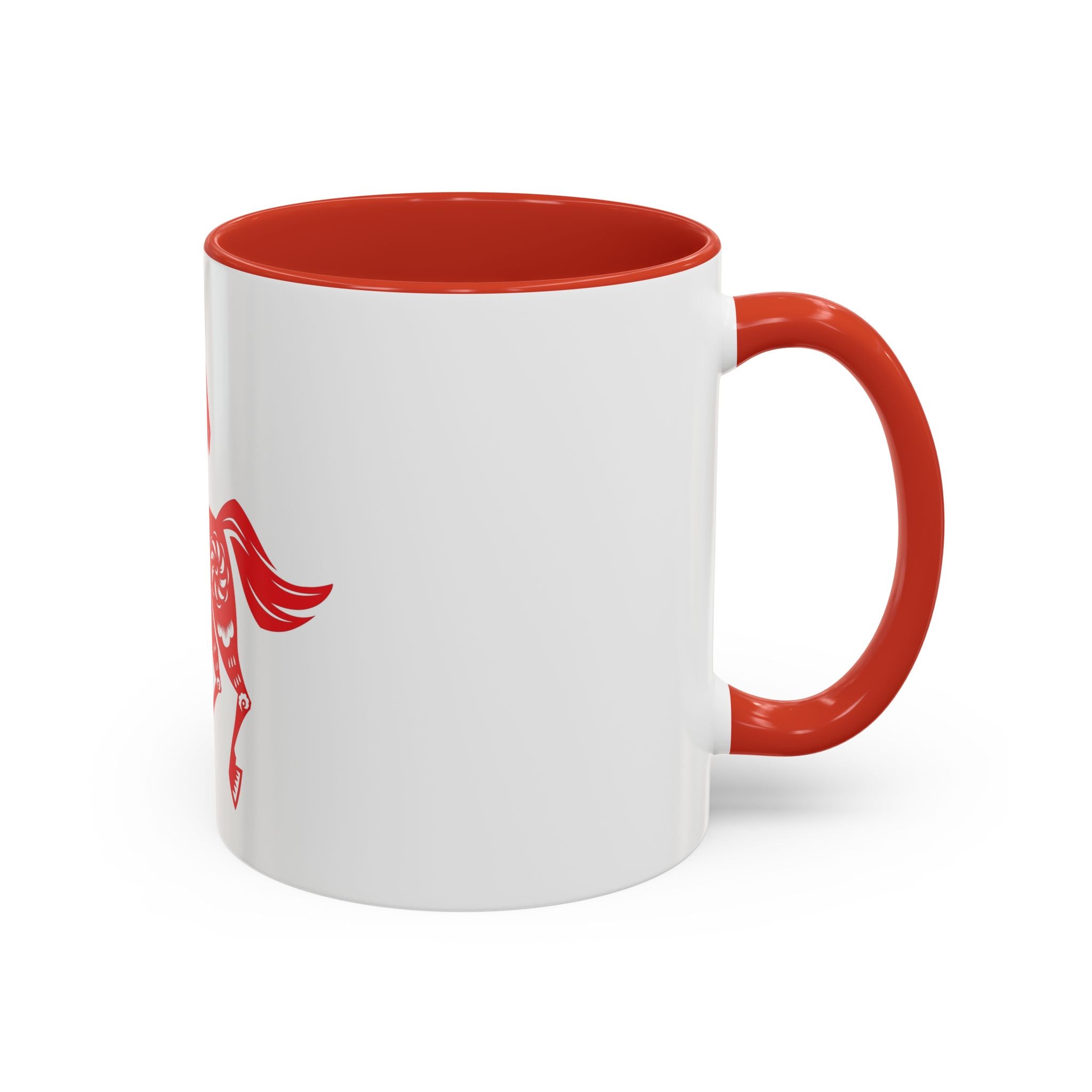 Chinese Paper-Cut Horse Accent Coffee Mug — Red Lunar New Year Design (11/15oz)