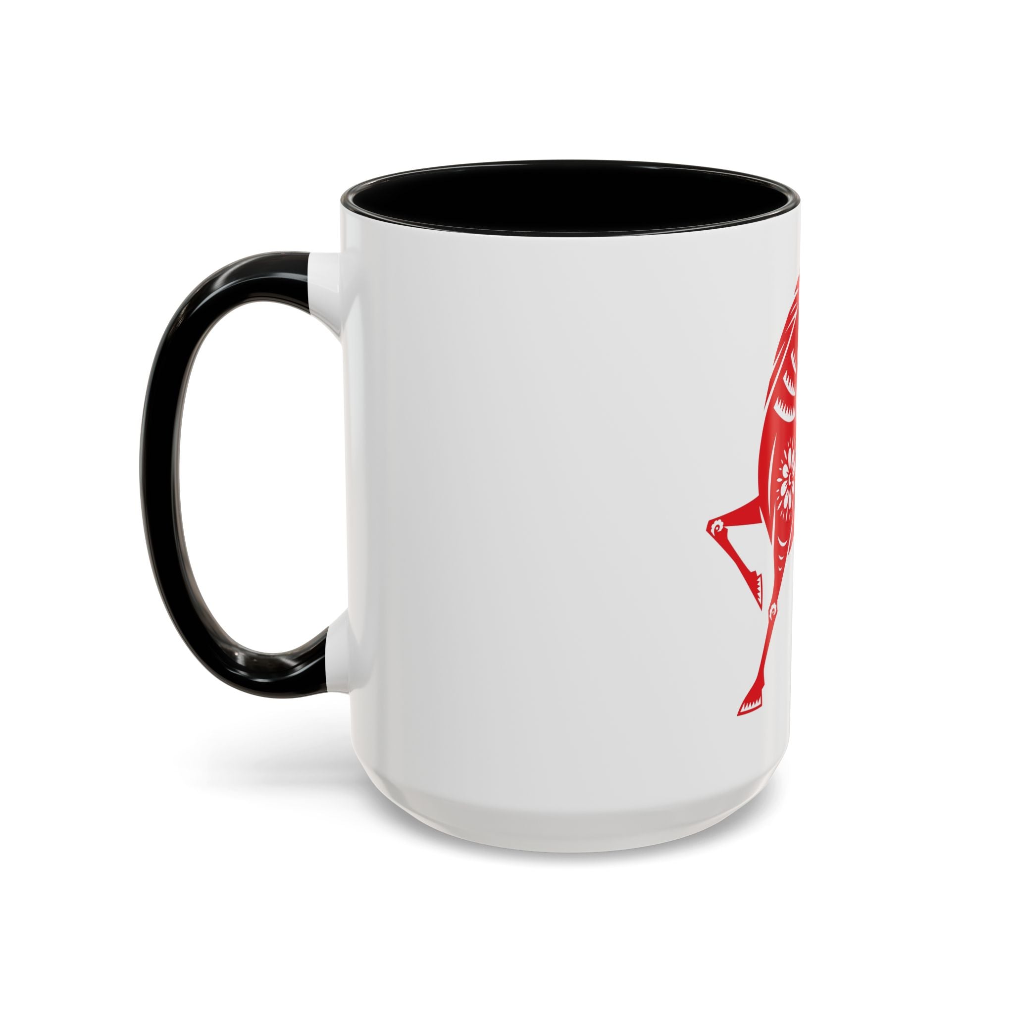 Chinese Paper-Cut Horse Accent Coffee Mug — Red Lunar New Year Design (11/15oz)