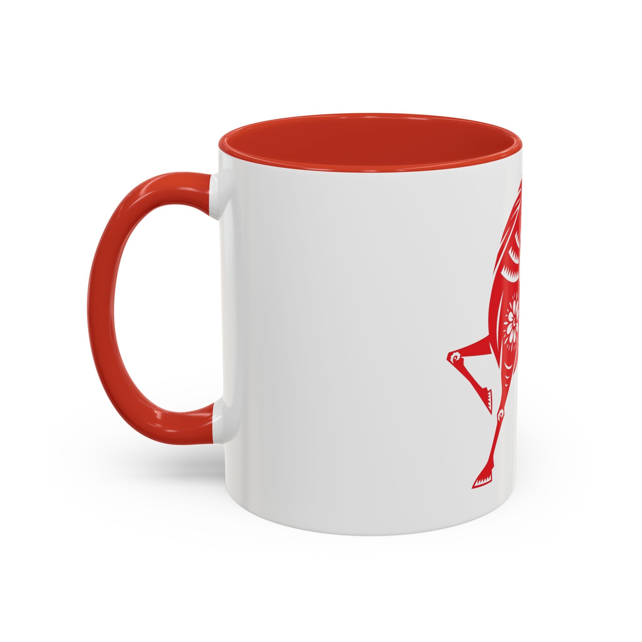 Chinese Paper-Cut Horse Accent Coffee Mug — Red Lunar New Year Design (11/15oz)