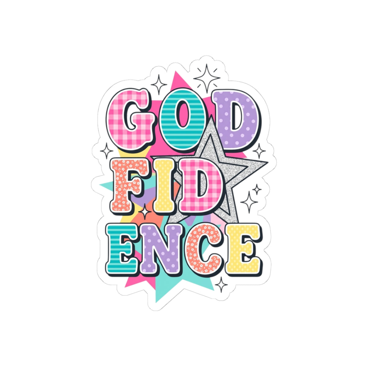 God Confidence Sticker | Christian rainbow scripture, playful faith decal