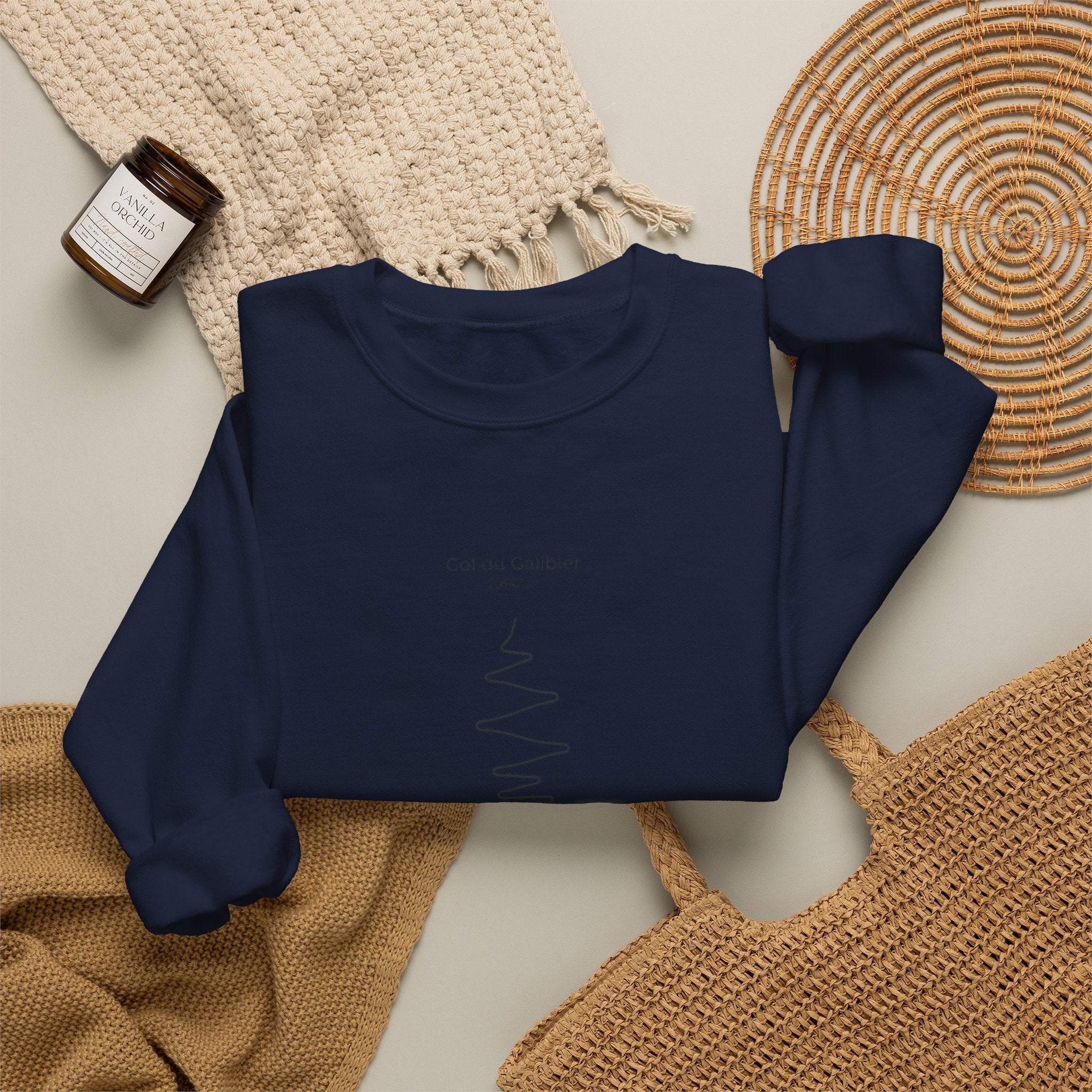 Col du Galibier Line Art Crewneck Sweatshirt | Cycling Tour de France Route