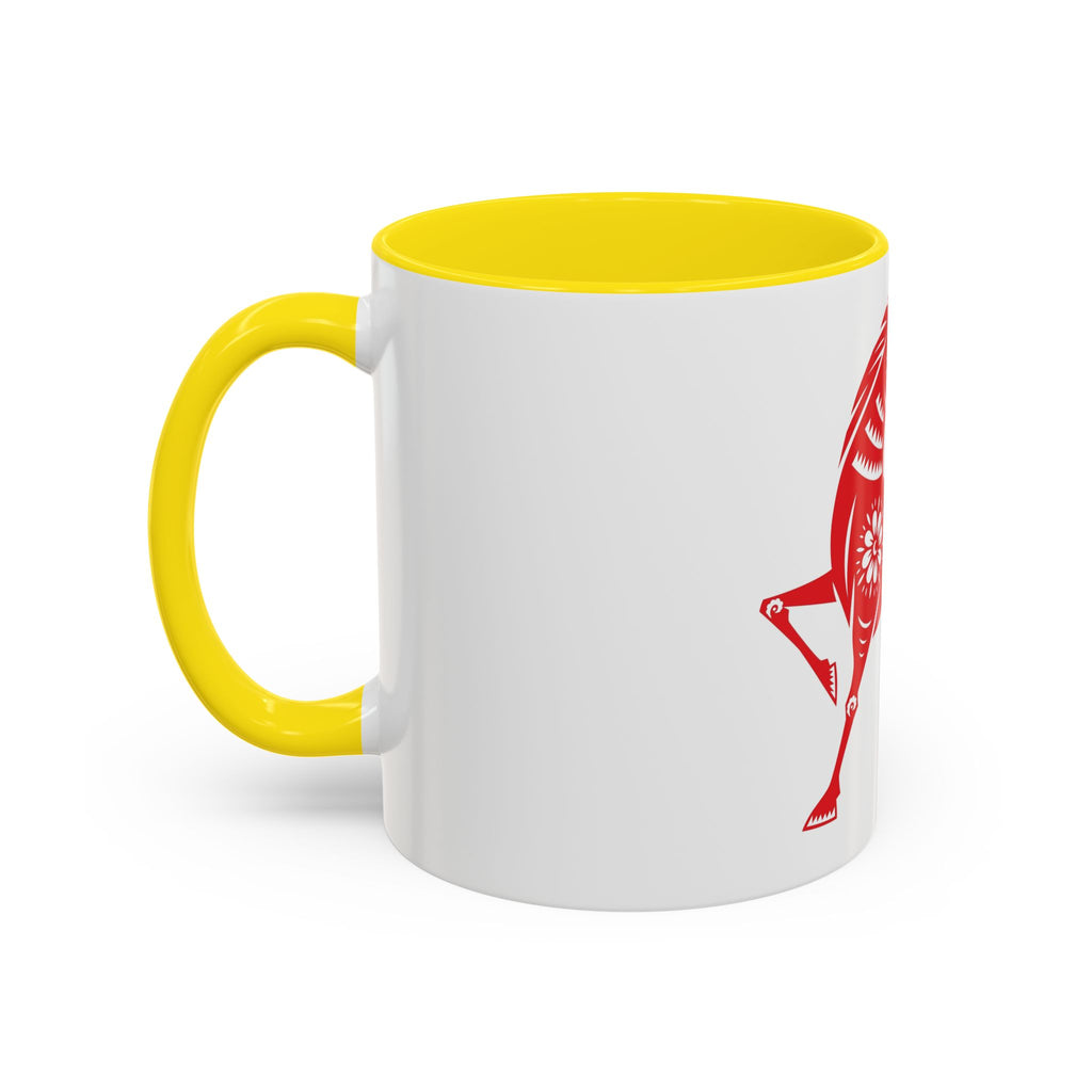 Chinese Paper-Cut Horse Accent Coffee Mug — Red Lunar New Year Design (11/15oz)