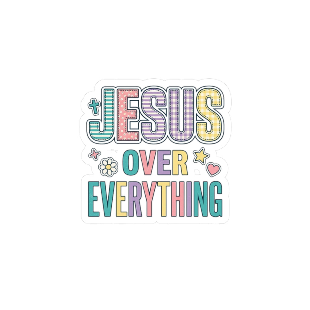 Jesus Over Everything Sticker | Christian Rainbow Faith Sticker