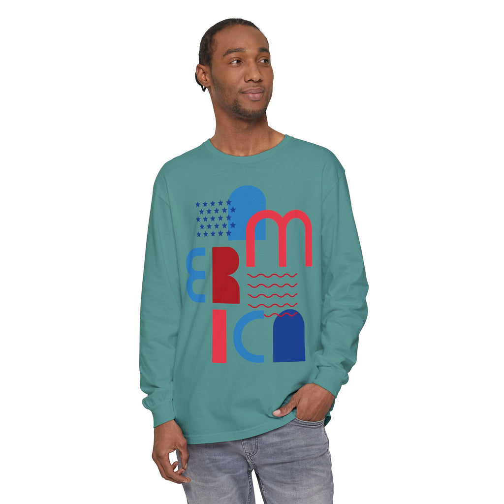 America Abstract Graphic Long Sleeve Tee
