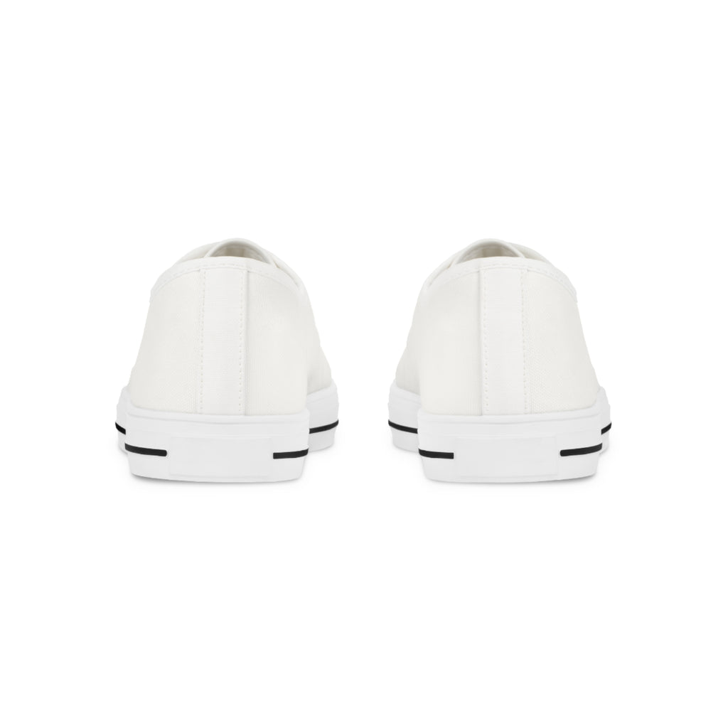 Men's White Low Top Sneakers — Minimal Black Chevron Canvas Shoes