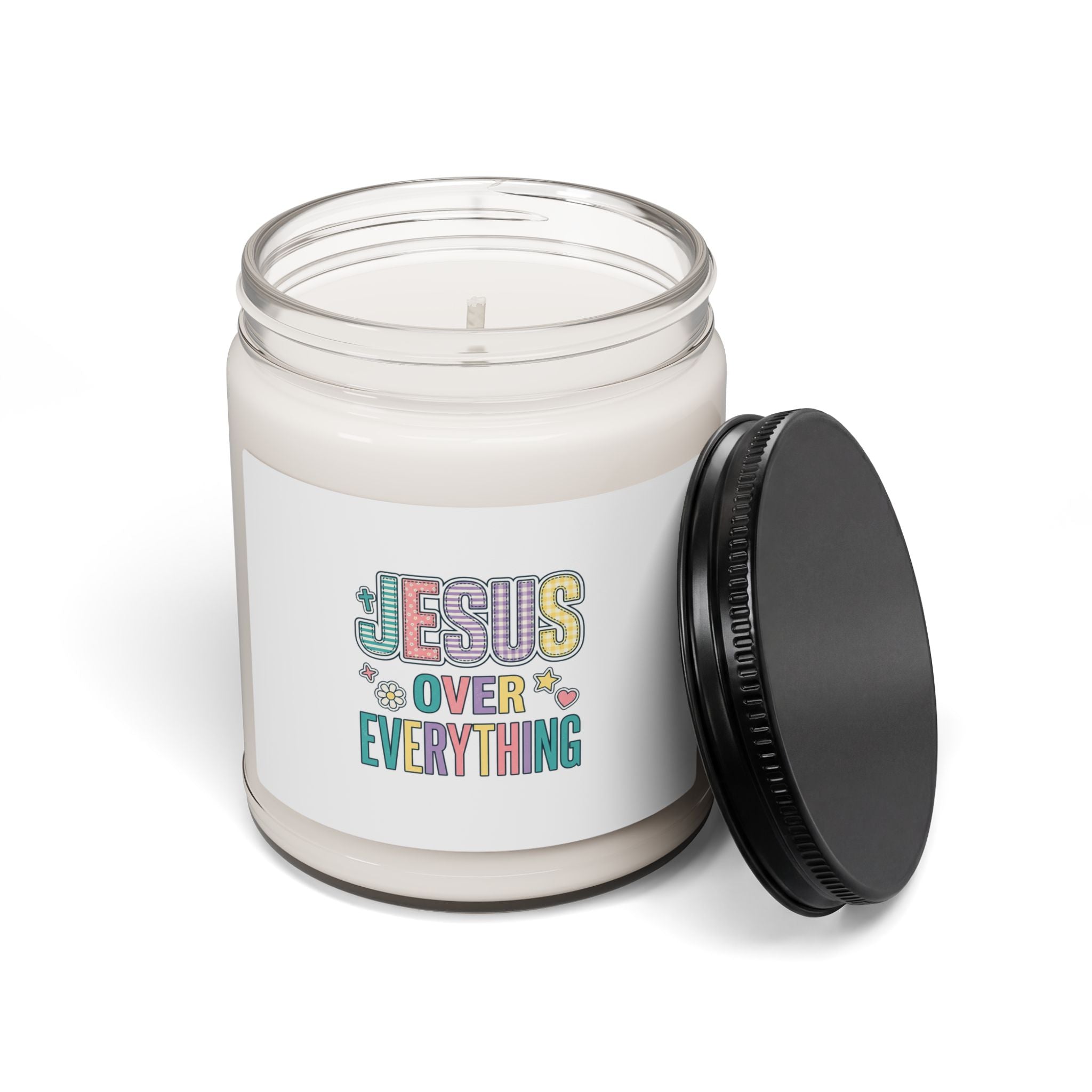 Jesus Over Everything Candle | Christian, Rainbow Scripture Soy