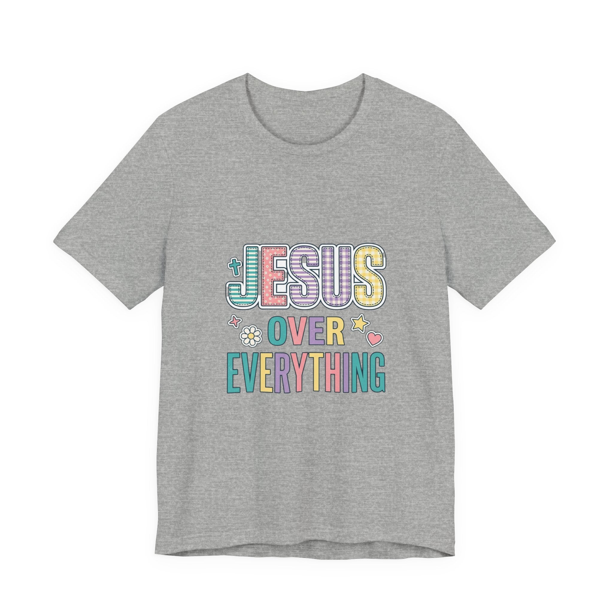 Jesus Over Everything T-Shirt | Christian Rainbow Scripture Tee