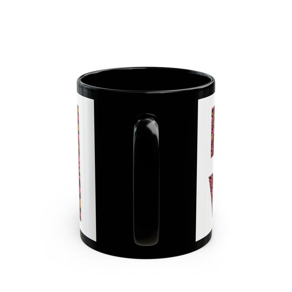 Leopard Love Black Ceramic Mug — Pink Leopard Print Coffee Cup (11oz & 15oz)