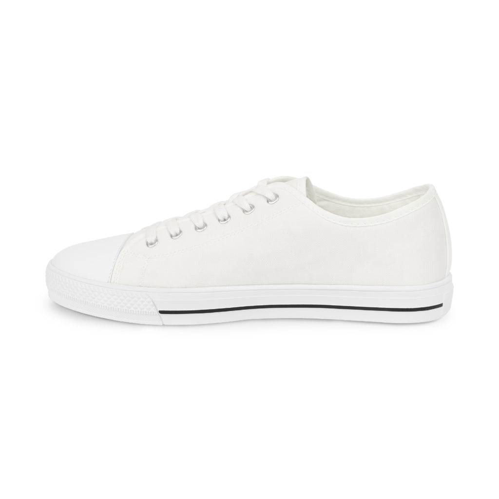 Men's White Low Top Sneakers — Minimal Black Chevron Canvas Shoes