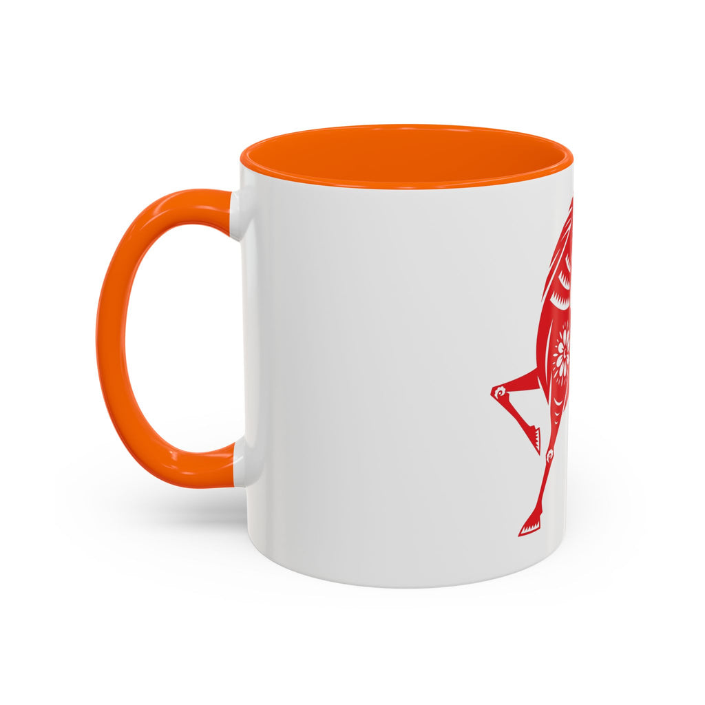 Chinese Paper-Cut Horse Accent Coffee Mug — Red Lunar New Year Design (11/15oz)