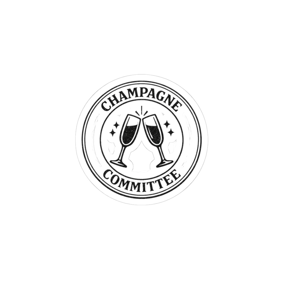 Champagne Committee Sticker | Engaged Bride Era, Slogan-Core Kiss-Cut