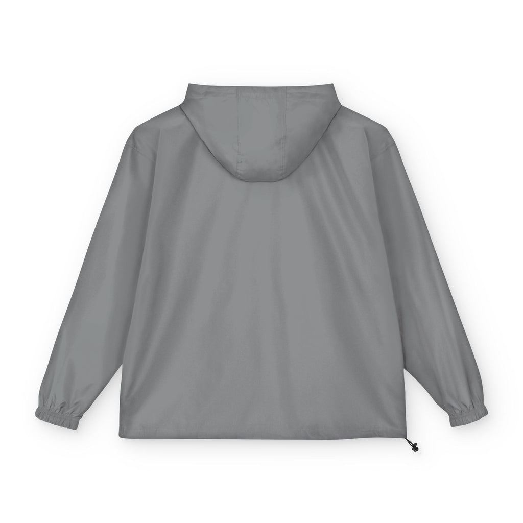 Packable Anorak Jacket - Lightweight Grey Windbreaker with Small White V Logo
