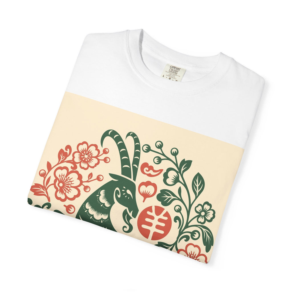 T-Shirt — Floral Zodiac Rabbit Print (Chinese Year of the Rabbit, Botanical Folk Art)