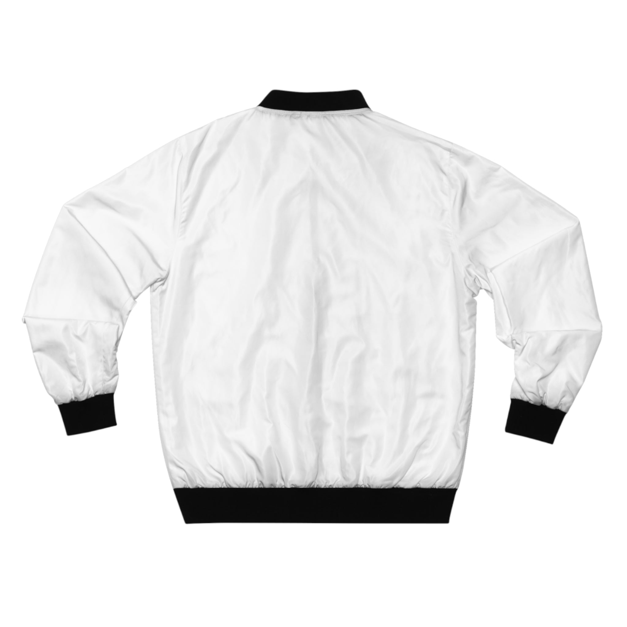 Minimal V Logo Bomber Jacket — Men's White AOP Streetwear