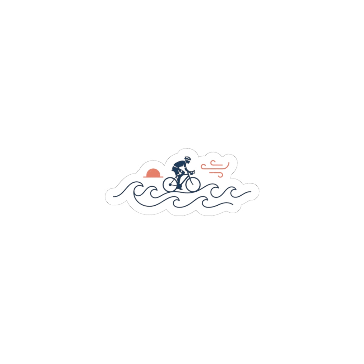 Coastal Cyclist Wave Sticker | Cycling Tour de France Vibes, Kiss-Cut