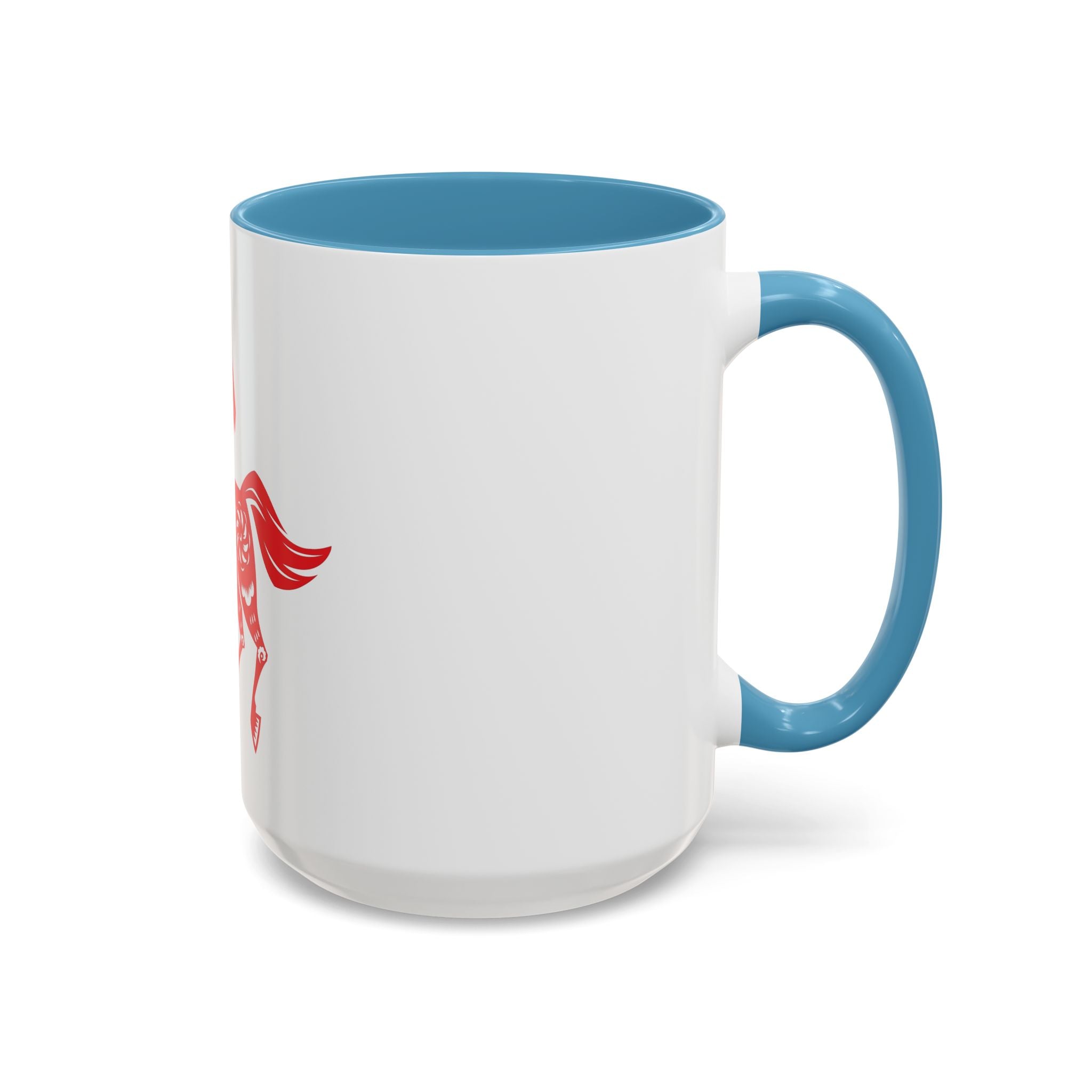 Chinese Paper-Cut Horse Accent Coffee Mug — Red Lunar New Year Design (11/15oz)