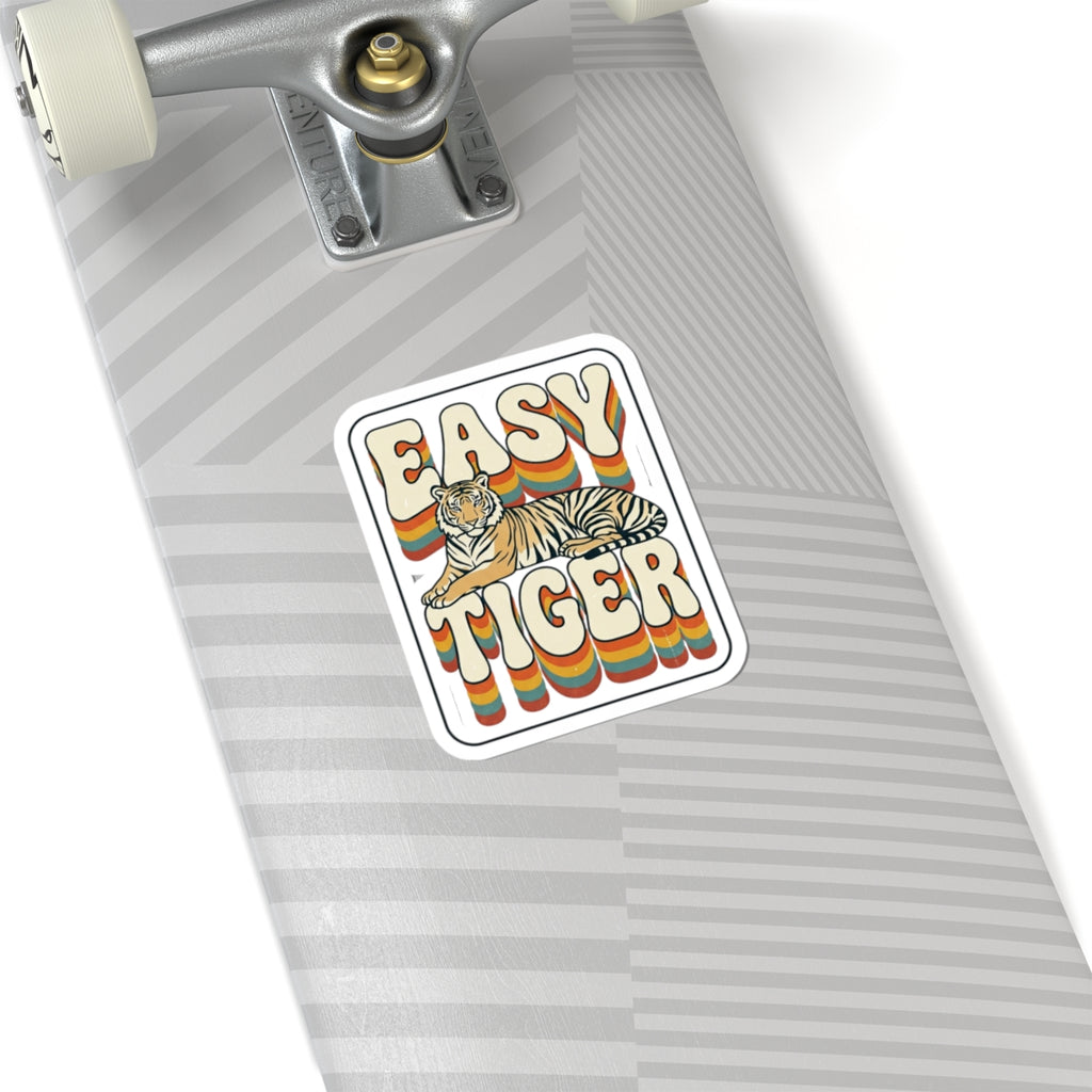 Easy Tiger retro tiger graphic Kiss-Cut Sticker | vintage vacation vibes