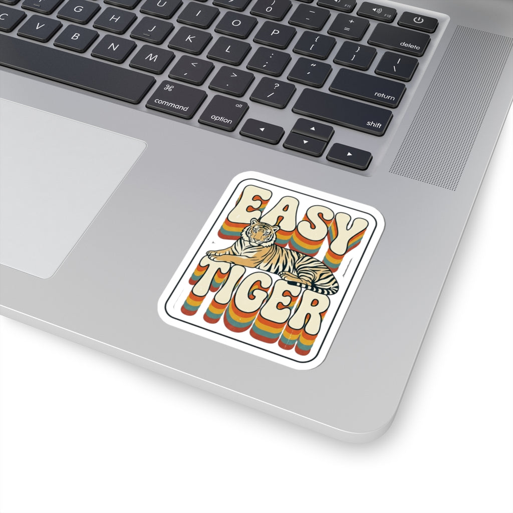 Easy Tiger retro tiger graphic Kiss-Cut Sticker | vintage vacation vibes