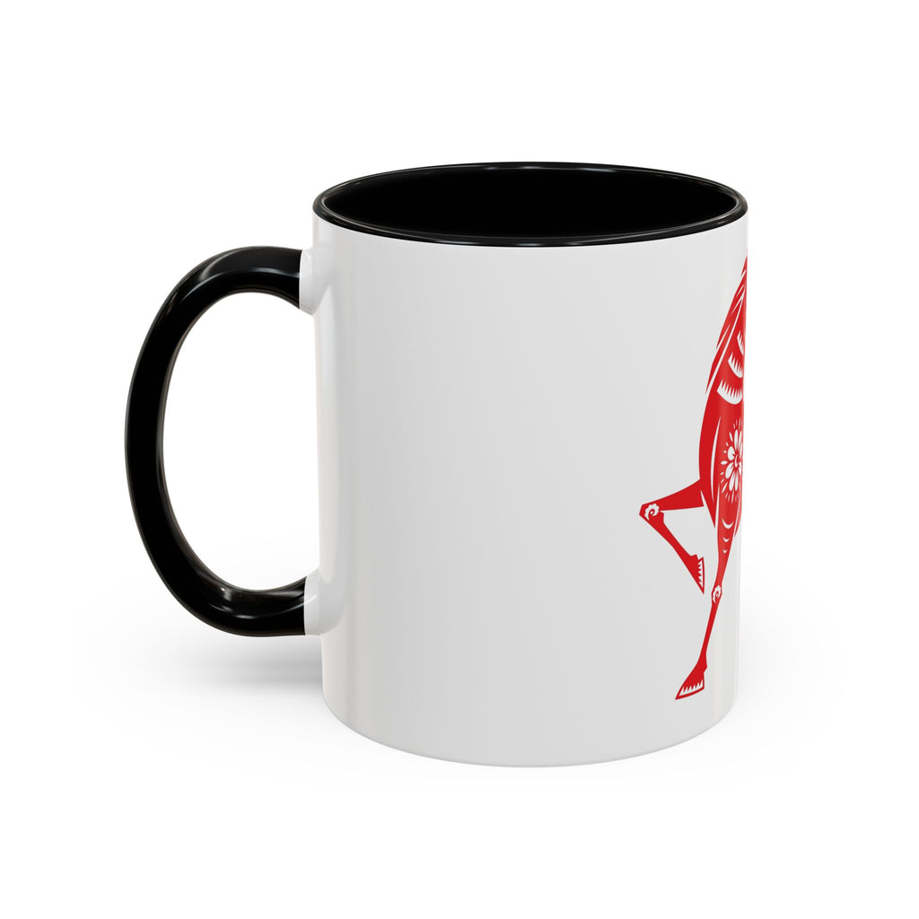 Chinese Paper-Cut Horse Accent Coffee Mug — Red Lunar New Year Design (11/15oz)