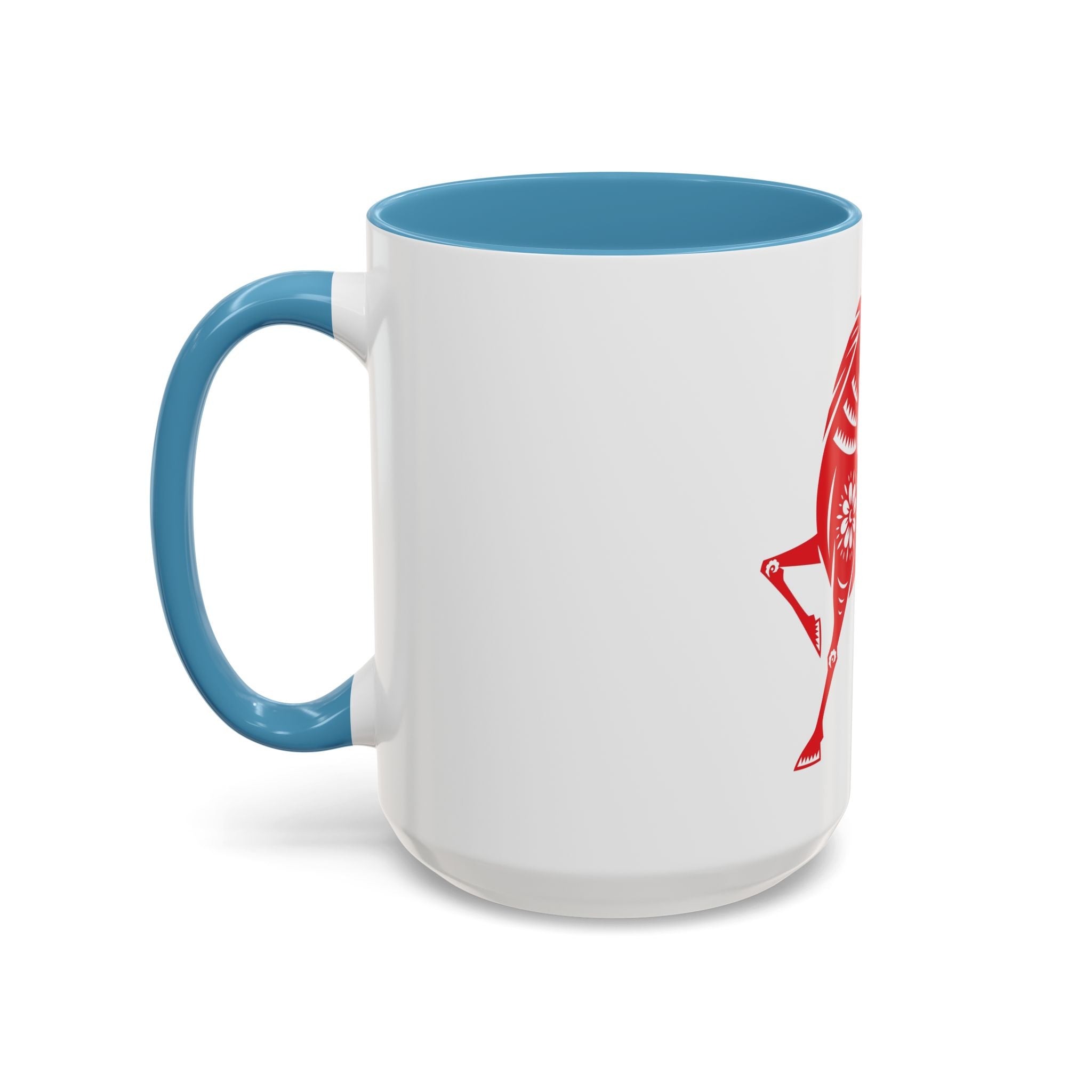 Chinese Paper-Cut Horse Accent Coffee Mug — Red Lunar New Year Design (11/15oz)