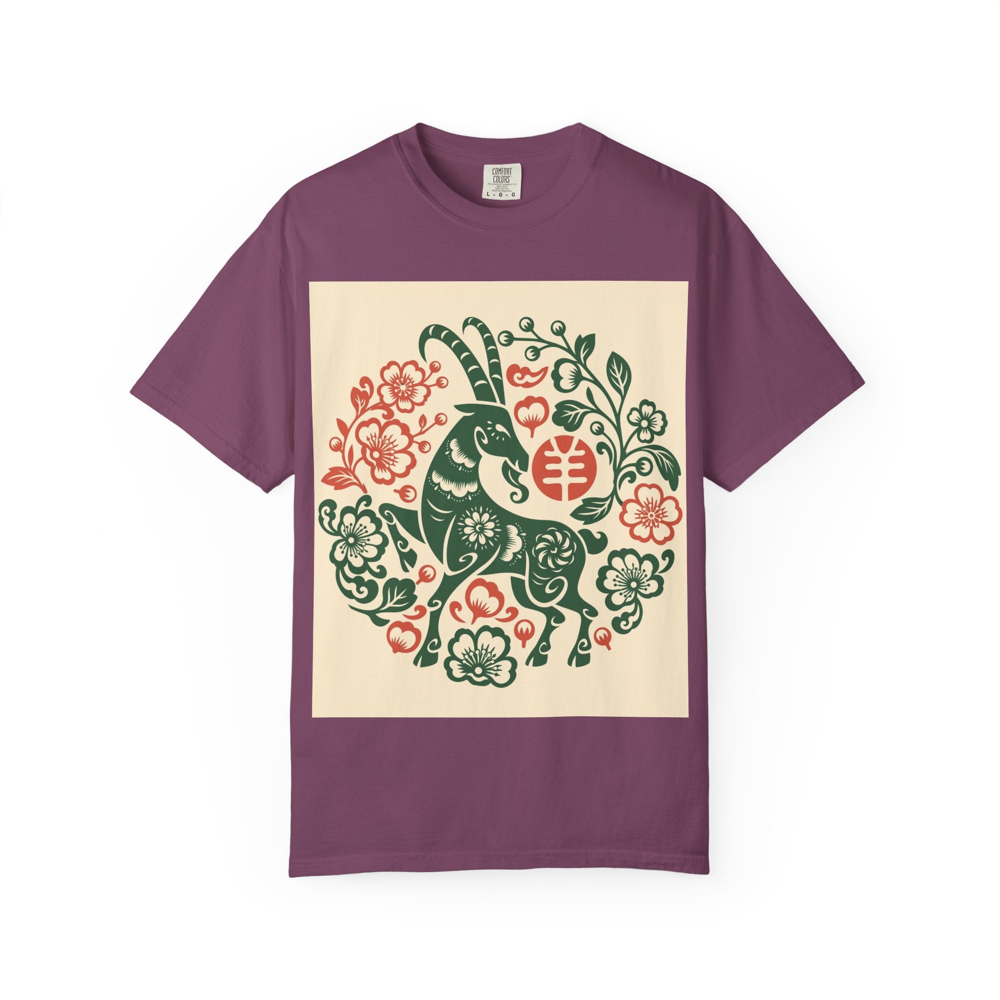 T-Shirt — Floral Zodiac Rabbit Print (Chinese Year of the Rabbit, Botanical Folk Art)