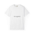 VelQono Logo Tee, white T-shirt with VelQono logo on front by Printify