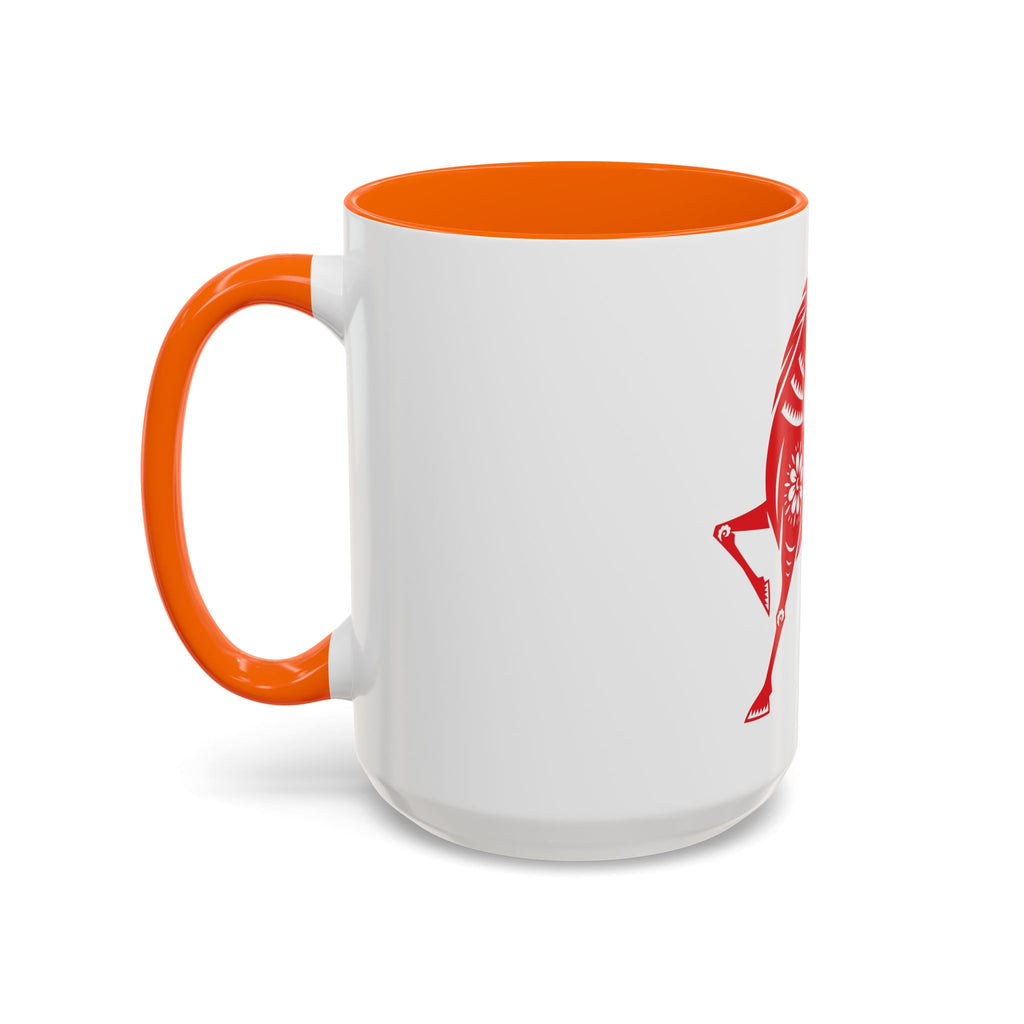Chinese Paper-Cut Horse Accent Coffee Mug — Red Lunar New Year Design (11/15oz)