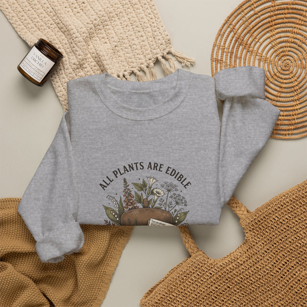 All Plants Are Edible Sweatshirt | Vintage Botanical, Dark Nature Humor