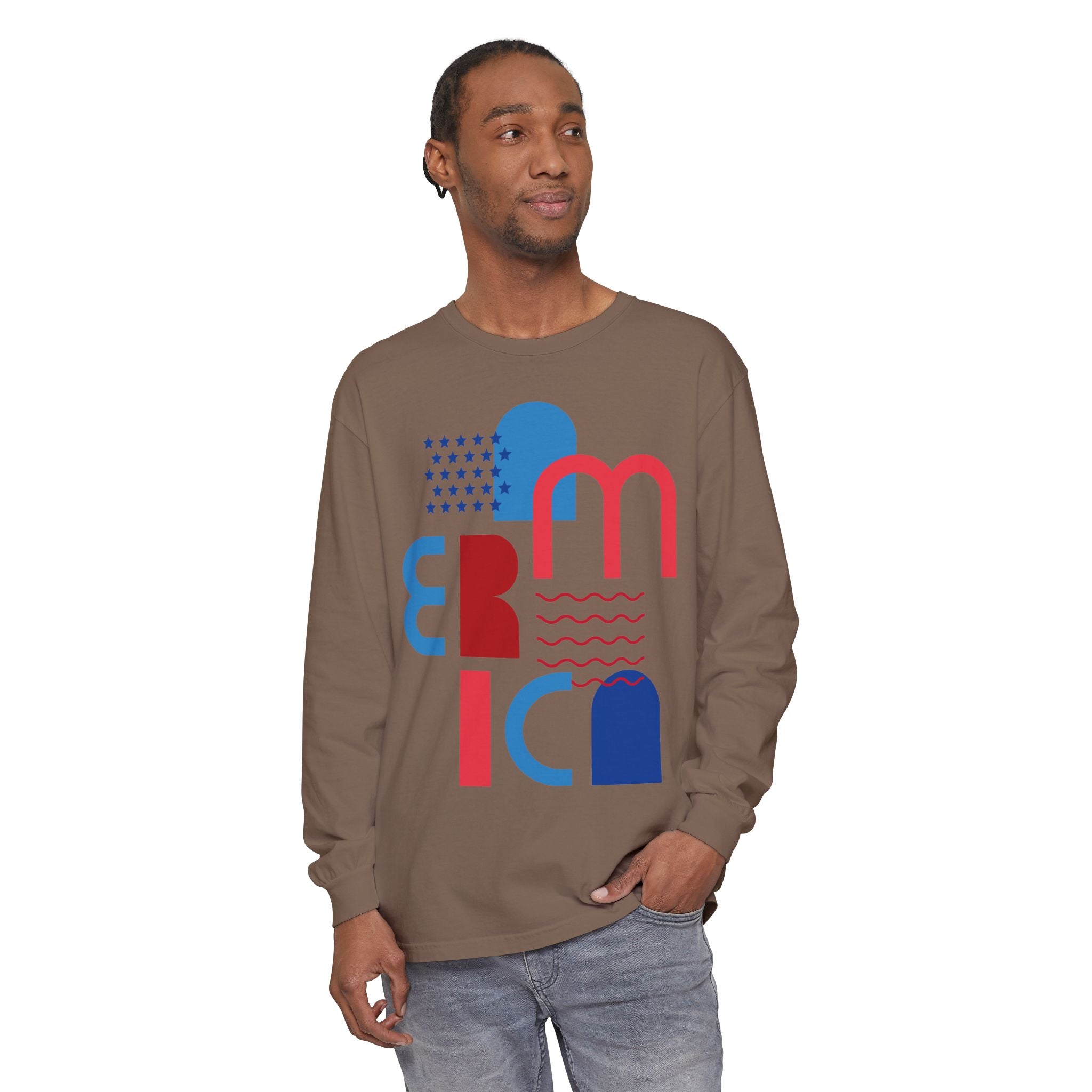 America Abstract Graphic Long Sleeve Tee