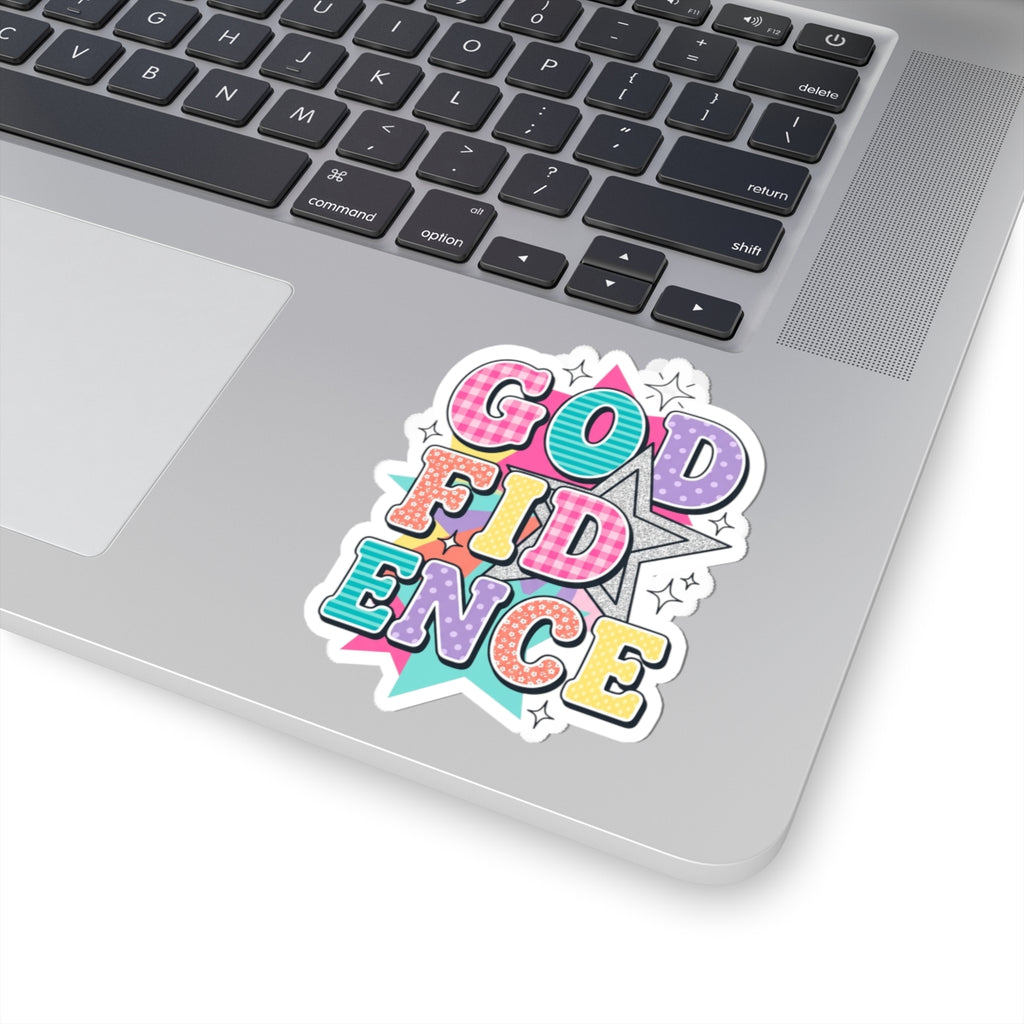God Confidence Sticker | Christian rainbow scripture, playful faith decal