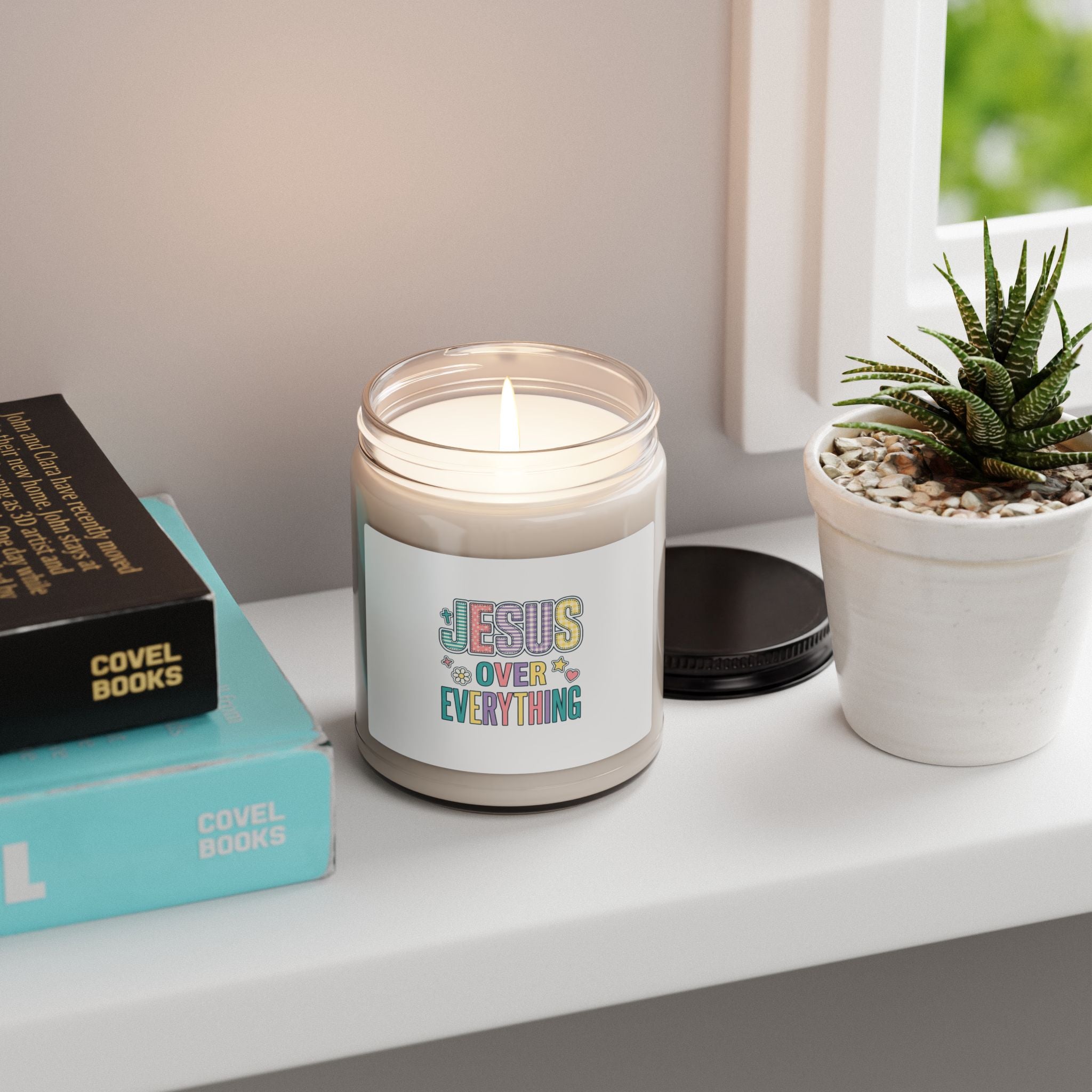 Jesus Over Everything Candle | Christian, Rainbow Scripture Soy