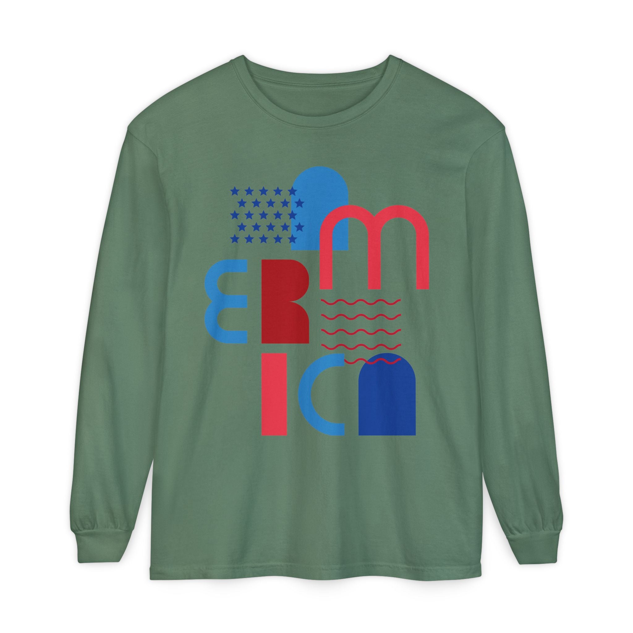 America Abstract Graphic Long Sleeve Tee